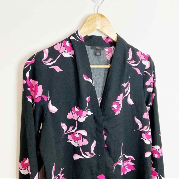 Halogen V-Neck Long Sleeve Button Up Top XS/Extra Small Black Pink Floral NWT - Picture 3 of 5